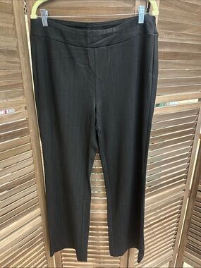 Black Pinstripe Pull-On Dress Trousers